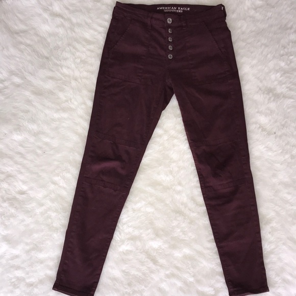 American Eagle Maroon Jegging Button up - Picture 1 of 6